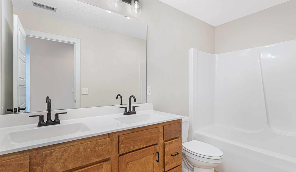 a bathroom with a sink and a toilet and a mirror