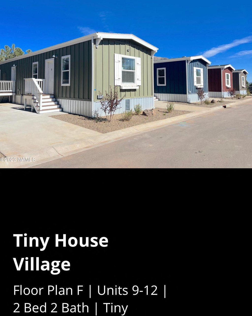 a tiny house village floor plan f 1 units 2 bed 2 bath tiny house
