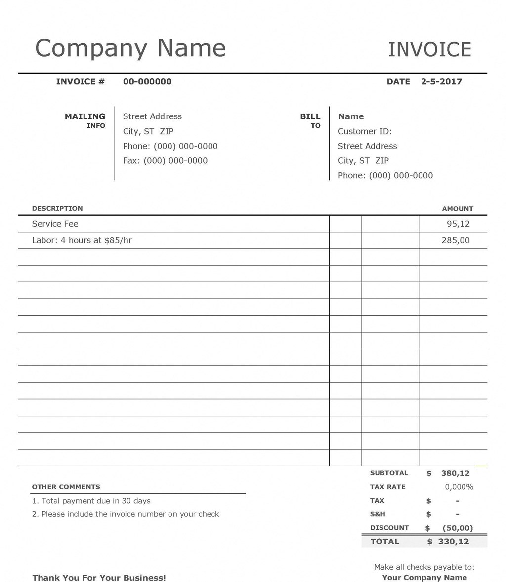 a screenshot of a company name invoice with a space to enter text