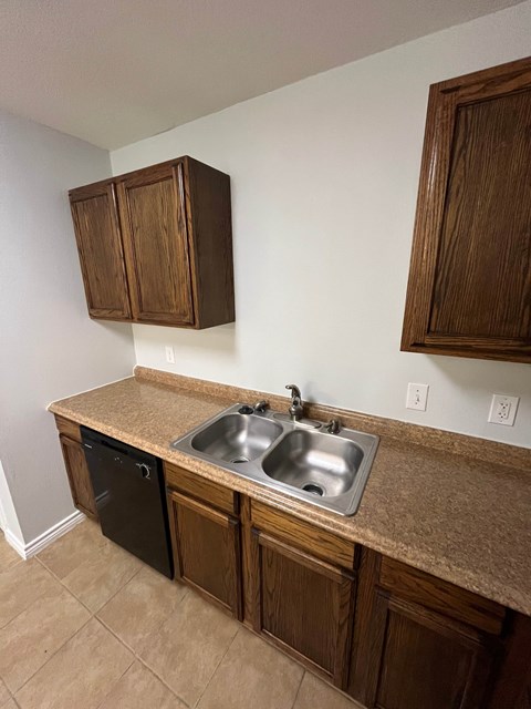 A kitchen with a sink and a dishwasher.