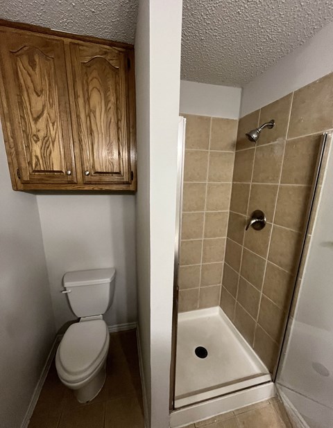 a small bathroom with a toilet and a shower