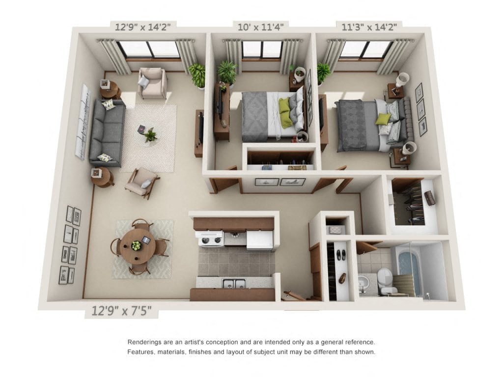 a floor plan is shown with a bedroom and a living room