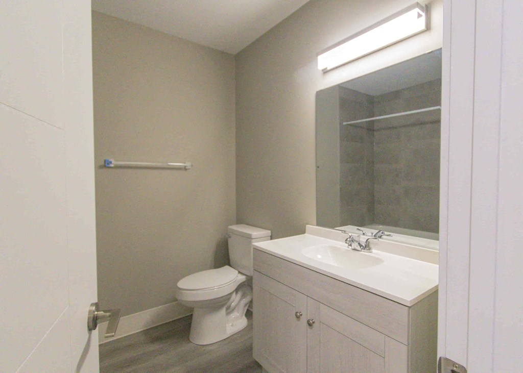 a bathroom with a sink toilet and a mirror