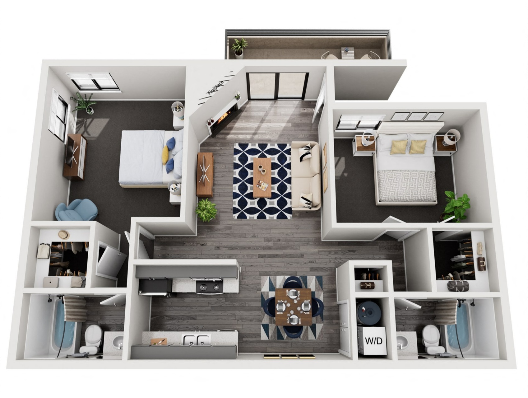 2x2 Bedroom
