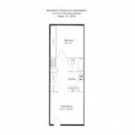 A floor plan of a building with rooms labeled.