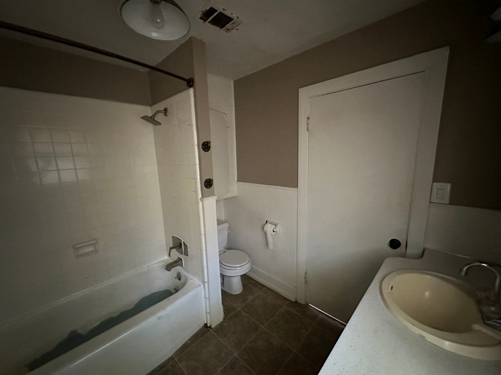 a bathroom with a sink and a toilet and a bath tub