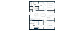 2 Bed 2 Bath-B2c-C