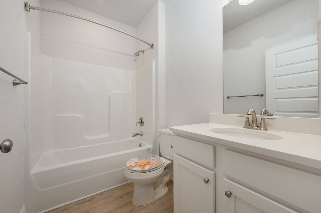 a bathroom with a sink and a toilet and a bath tub
