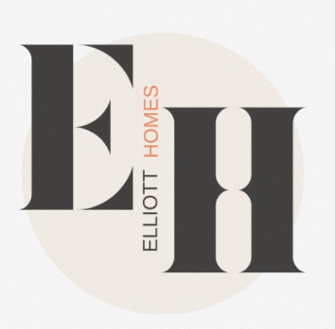 Elliott Homes logo with a circle behind it.