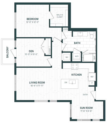 1 Bed/1 Bath Den-B02