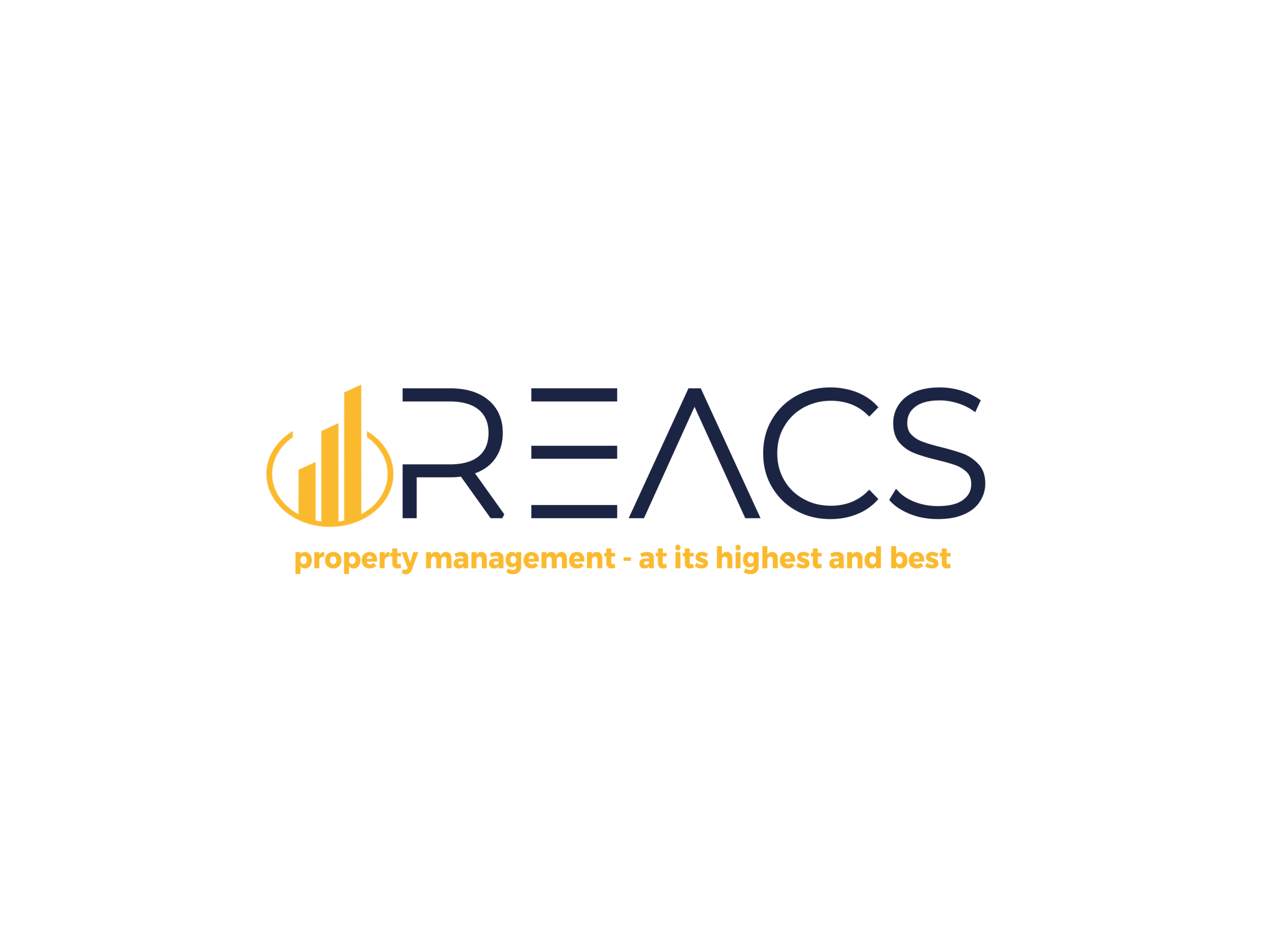 A logo for REACS property management is displayed on a black background.