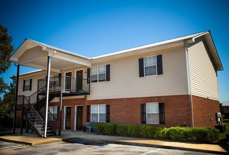 mountain view apartment building with brick and siding