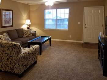 living room with plush carpeting at mountain view