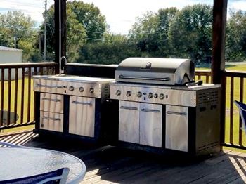stainless steel outdoor community grilling station