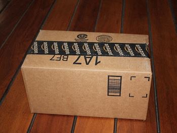 package sitting on hardwood-style floor