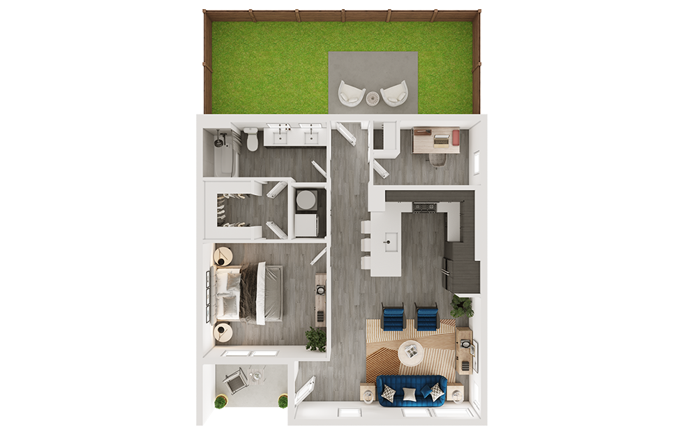 One bedroom home for rent with a fenced in yard and hardwood style floors