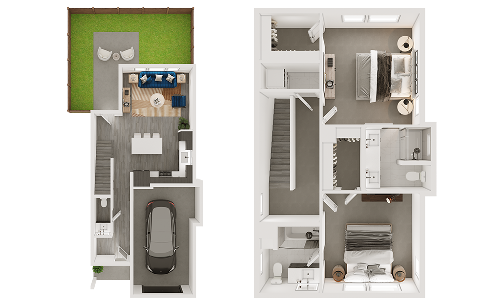 2 bedroom townhome for rent in with attached garage and