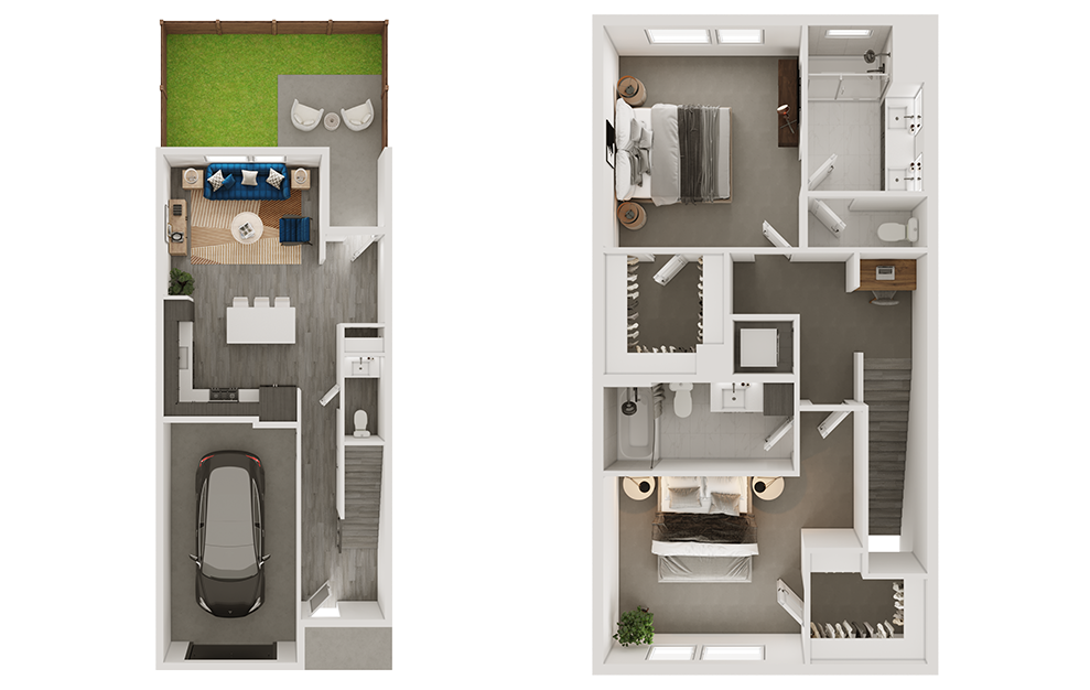 2 bedroom 2 and a half bath townhome for rent with yard and attached garage