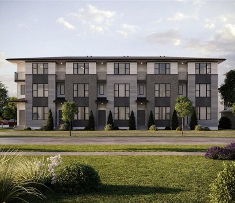 a rendering of an apartment building on a city street