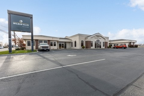 a building with a truck parked in front of it