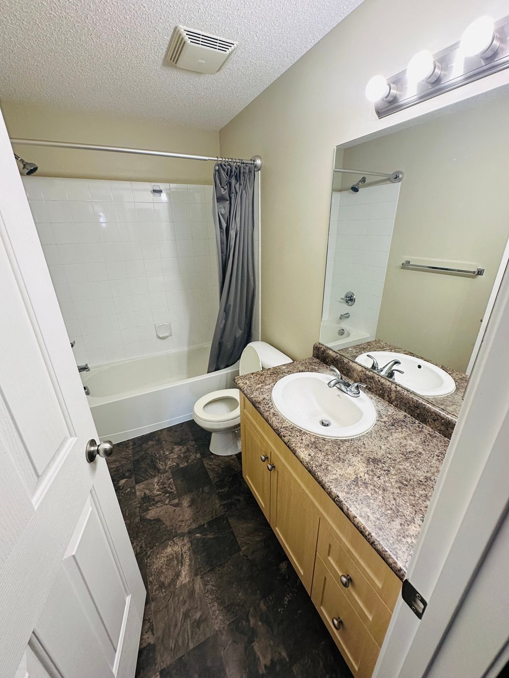 a bathroom with a sink and a toilet and a shower