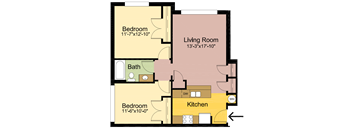 2 Bedrooms – 1 Bathroom