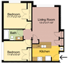 2 Bedrooms – 1 Bathroom