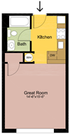 Studio – 1 Bathroom