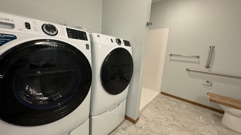 a washer and dryer in a laundry room