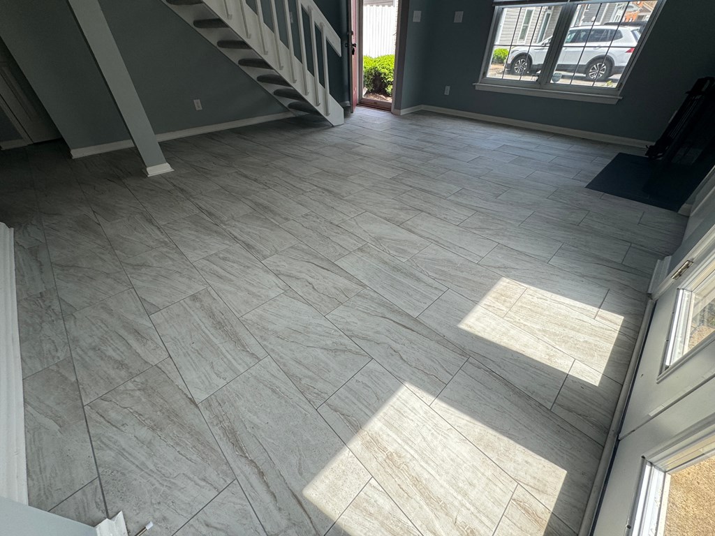 the floor of a house with tile flooring
