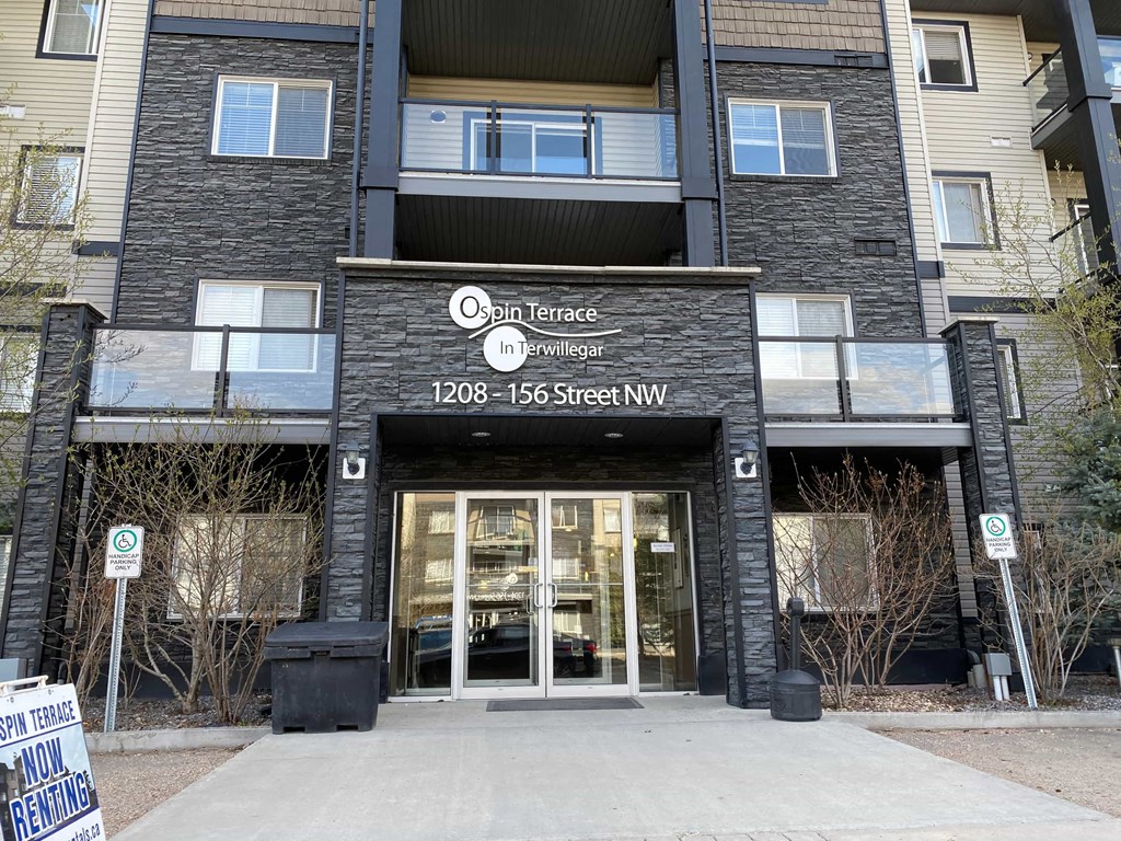 a building with a sign on the front of it