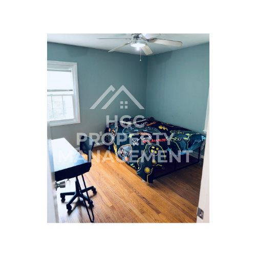 a bedroom with a bed and a   projected on the wall