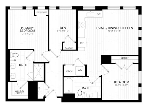 2 Bed/2 Bath Den-D1