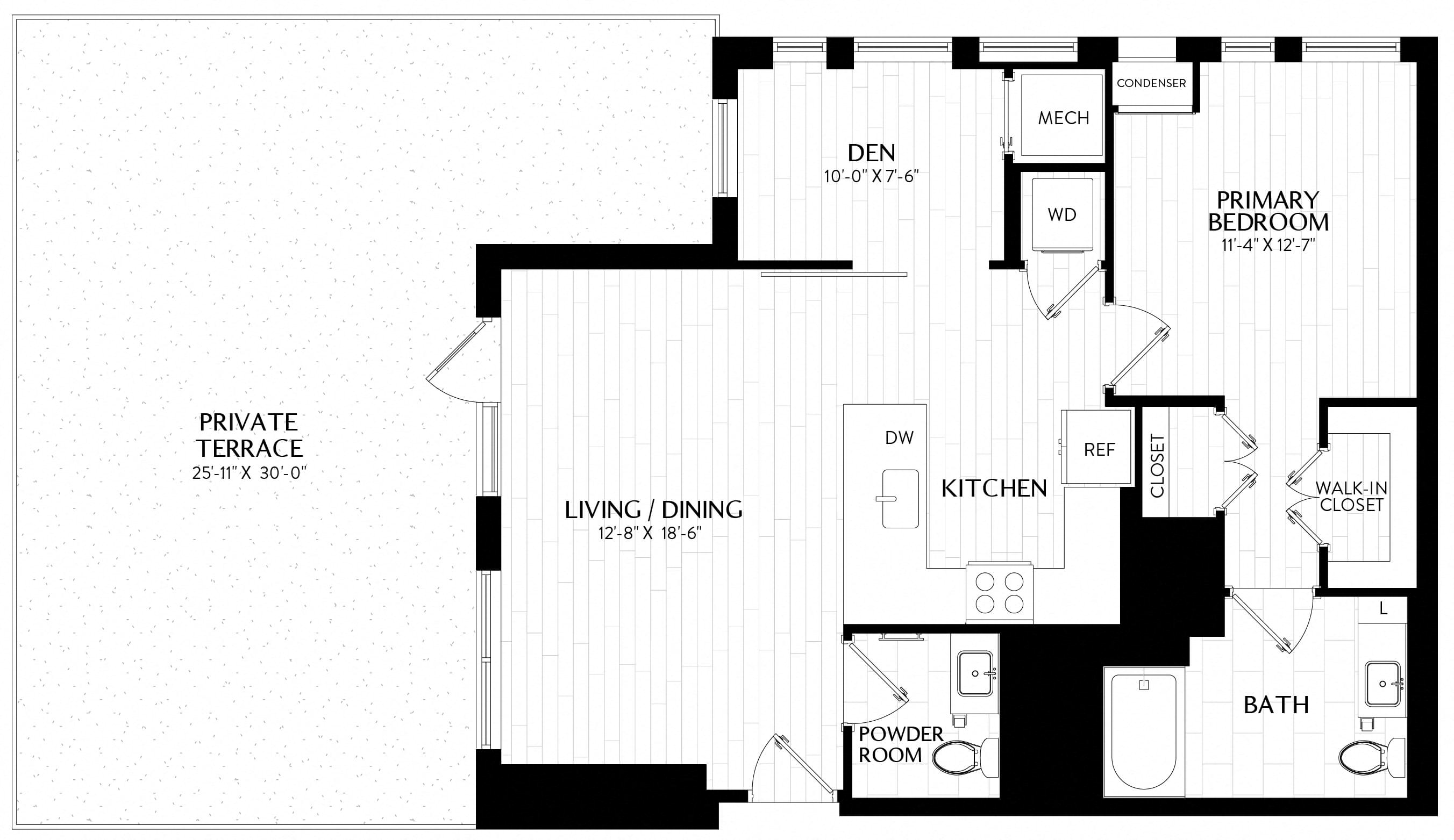 1 Bed/1 Bath Den-A7
