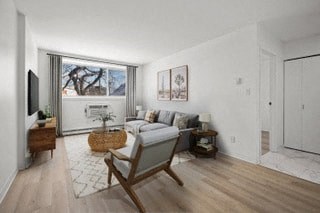 a living room with a couch and a chair