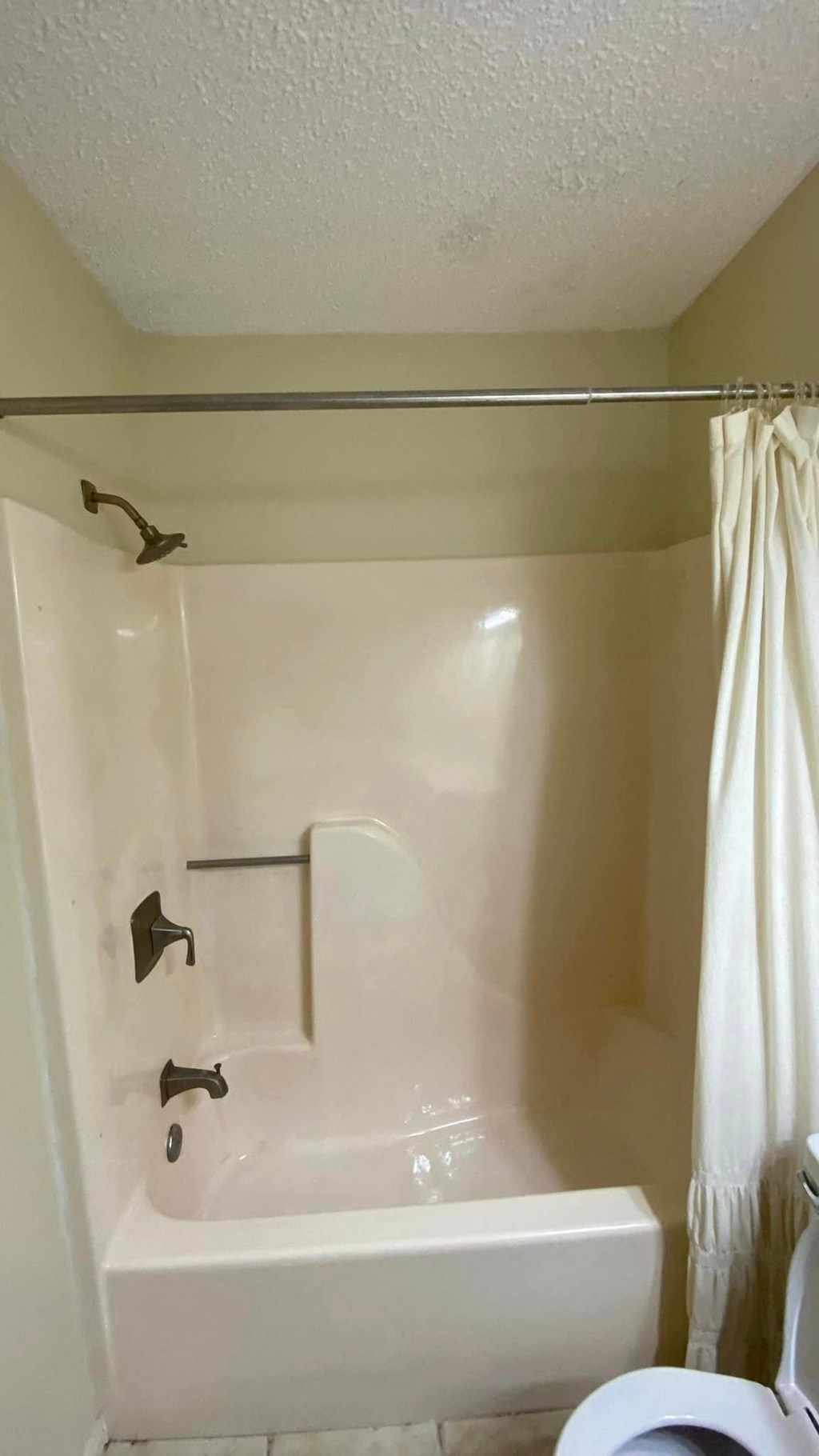 a bathroom with a shower and a toilet