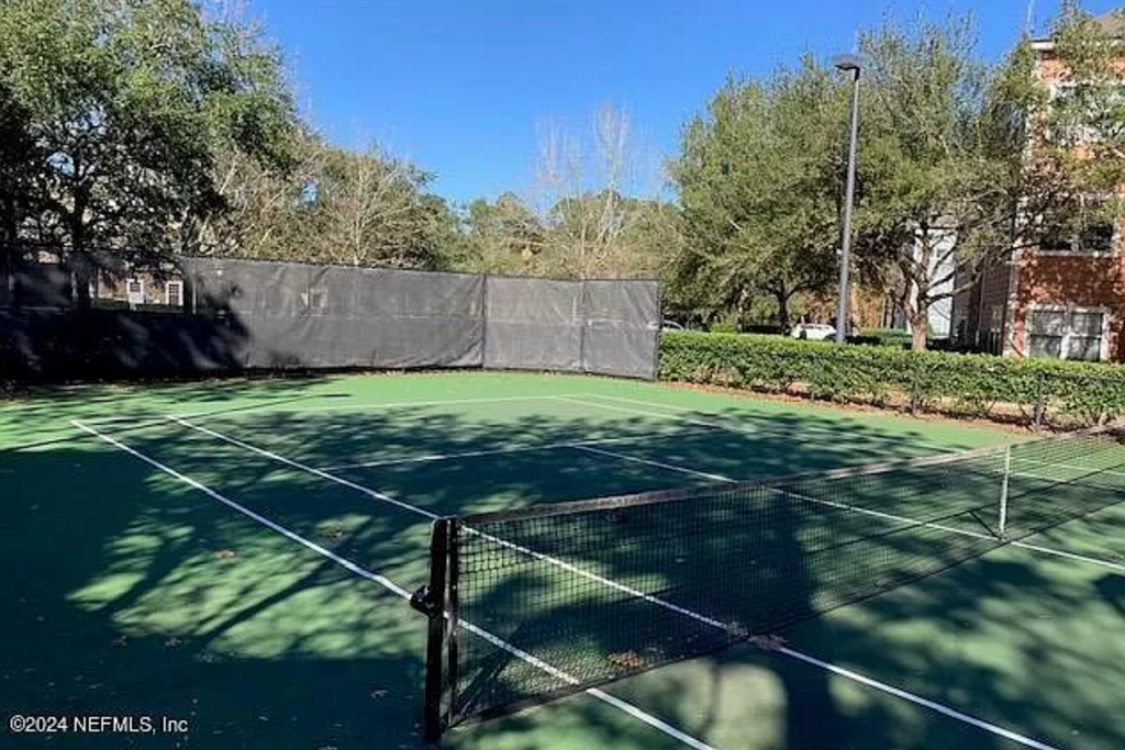 a tennis court with a net on it