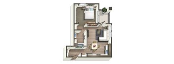 Auburn 1x1 Floor plan