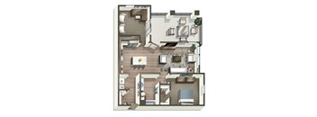 Sonora 1x1 with Den Floor Plan