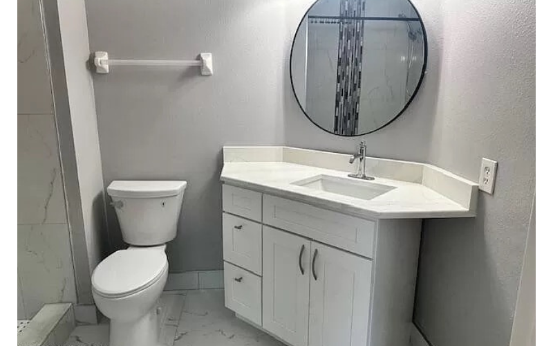 a bathroom with a toilet and a sink and a mirror