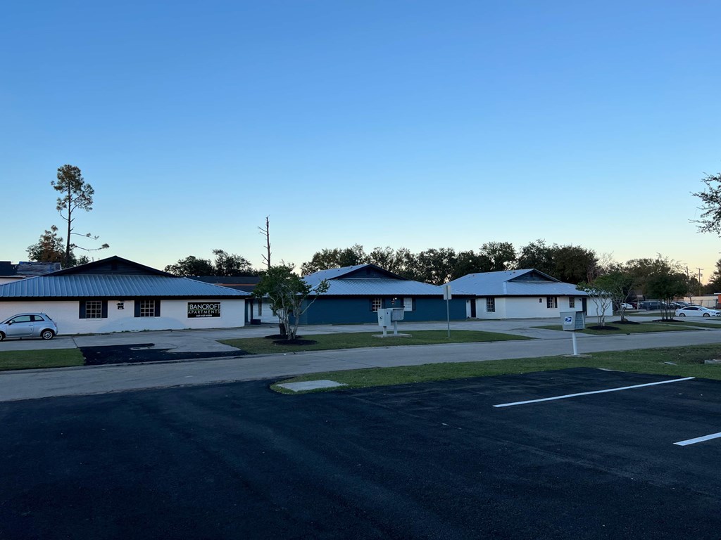 a neighborhood with houses and a parking lot