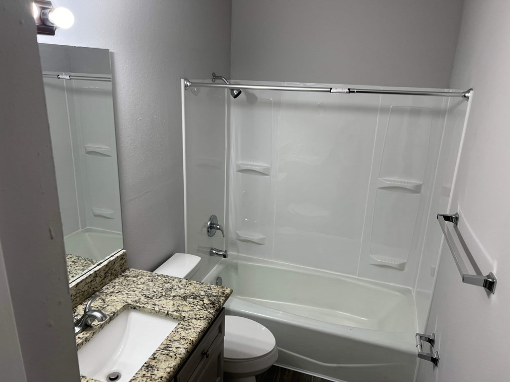 a bathroom with a shower and a sink and a toilet