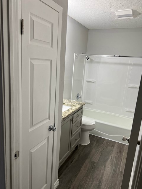 a bathroom with a toilet and a sink and a shower