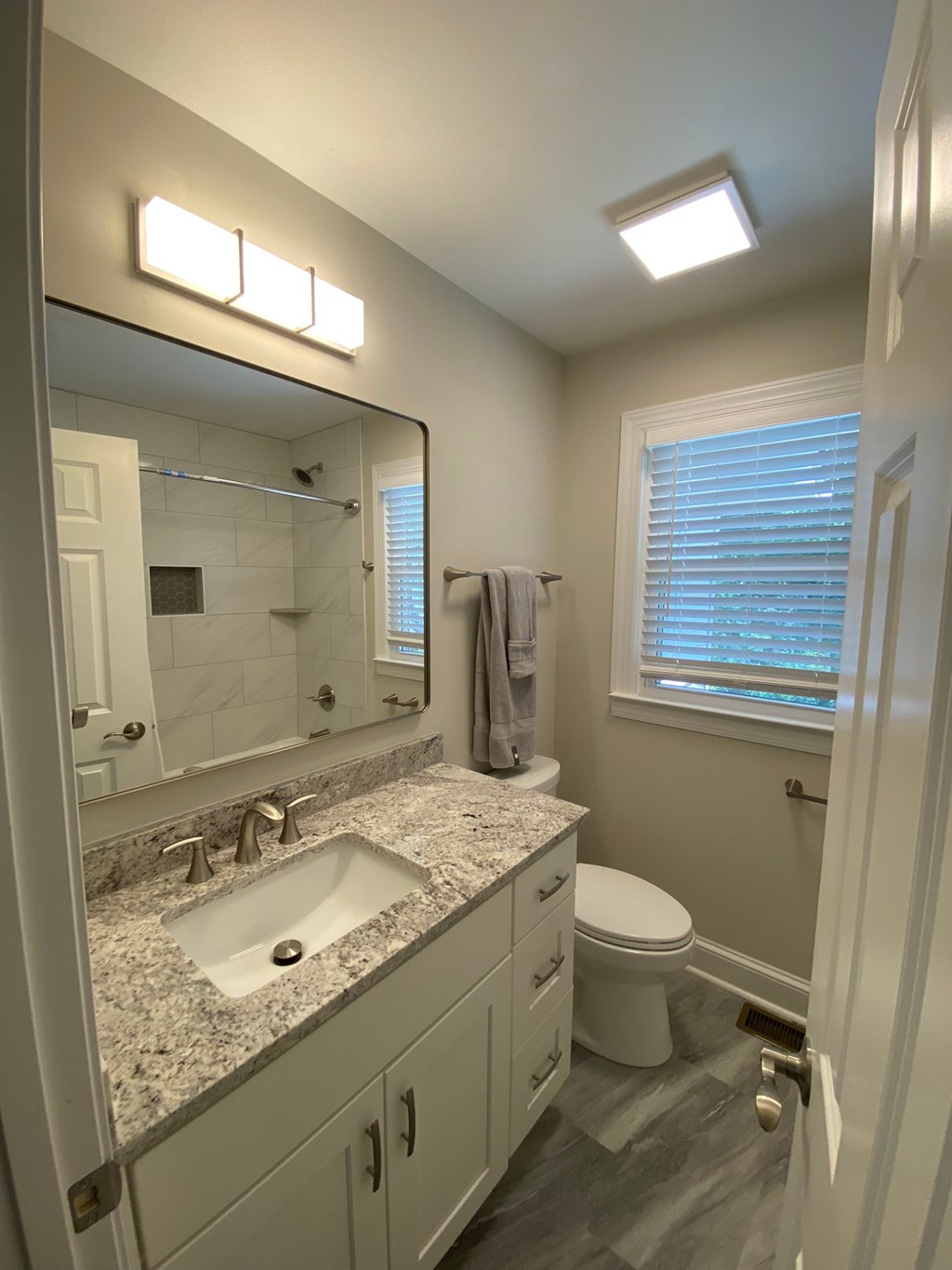a bathroom with a sink and a toilet and a mirror