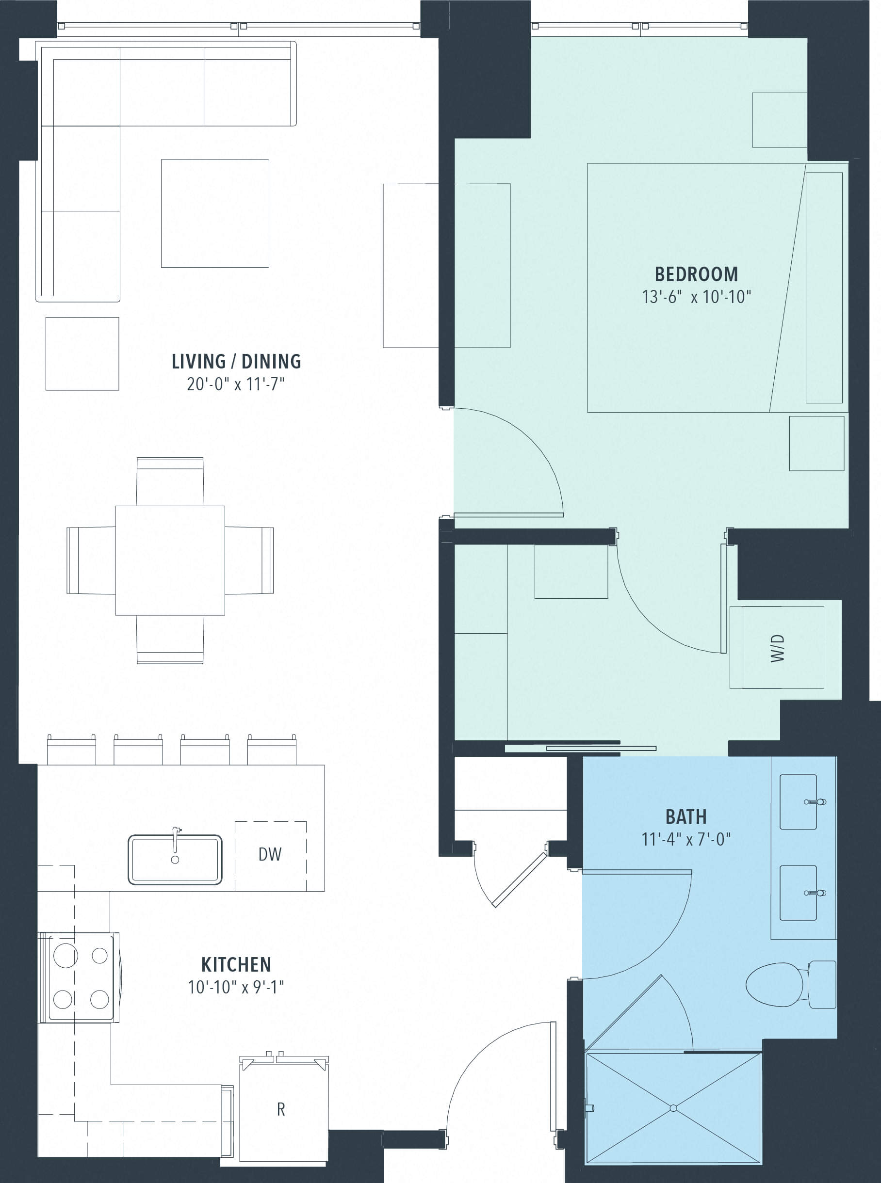 1 Bed/1 Bath-a10L