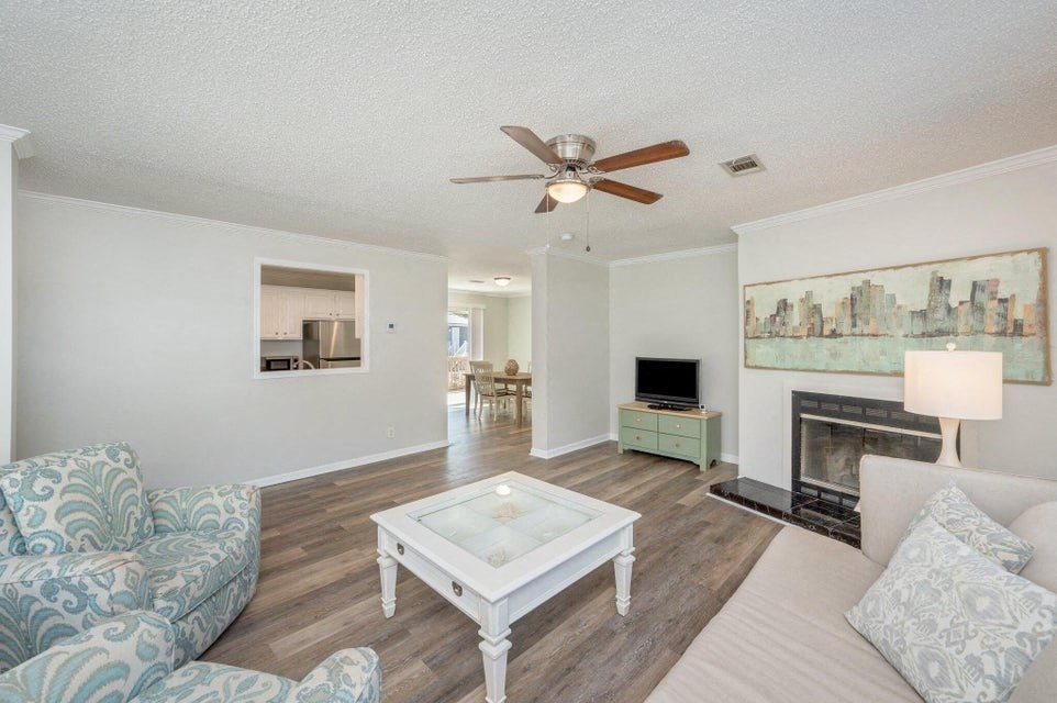 a living room with a couch and a table