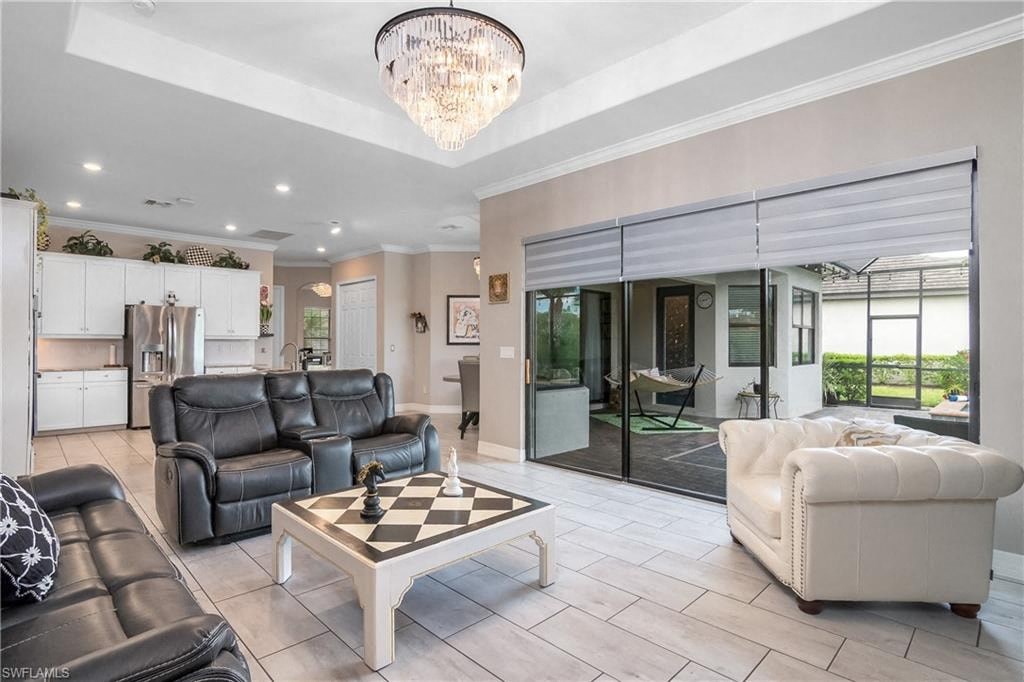 a living room with leather furniture and a checkered table