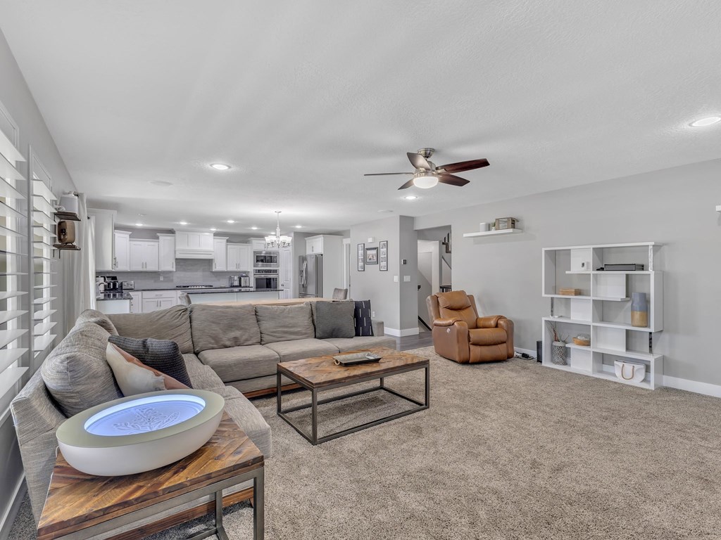 a living room with a couch and a coffee table