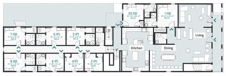 the plan of the third floor of the house with the furniture