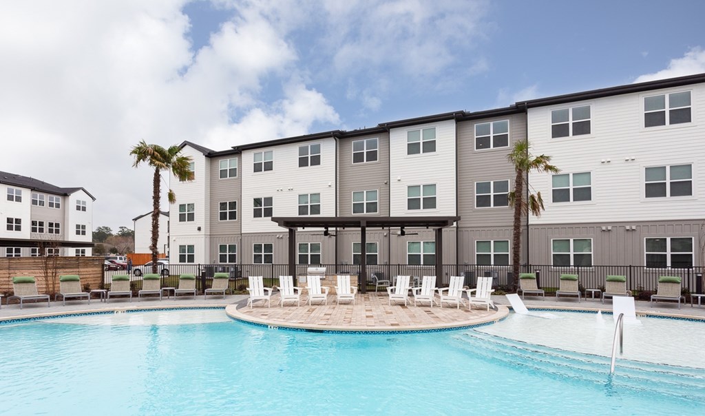 our apartments at the district feature a large swimming pool